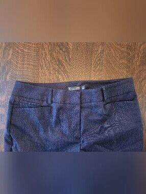 New York & Co. Dark Blue Dress Denim Slacks Straight Cut Size 10 Tall EUC $24